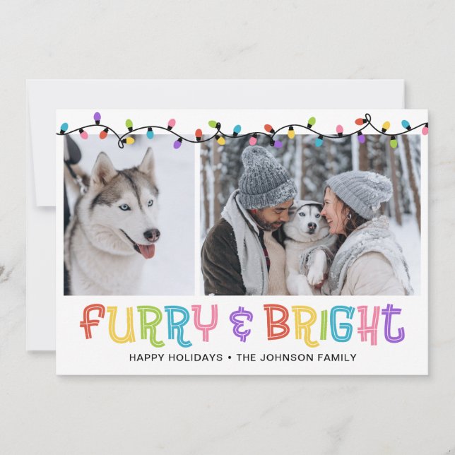Cartes Pour Fêtes Annuelles Photo Furry & Bright Dog (Devant)