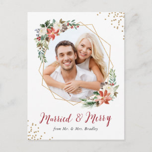 Cartes Pour Fêtes Annuelles Photo géométrique mariée et Joyeuse d'or