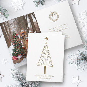 Cartes Pour Fêtes Annuelles Photo Gold Modern Christmas Pine Tree