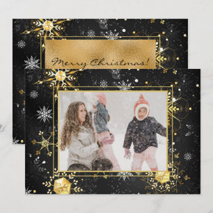 Cartes Pour Fêtes Annuelles Photo Gold Snowflake Noël Noël Noël