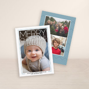 Cartes Pour Fêtes Annuelles Photo - grand Joyeux Noël - Bébé Accents Bleus