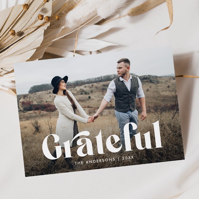 Cartes Pour Fêtes Annuelles Photo Grateful Typography (Créateur téléchargé)