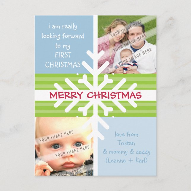 Cartes Pour Fêtes Annuelles PHOTO GREETING POSTCARD :: Dissection de flocon de (Devant)