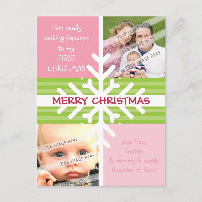 Cartes Pour Fêtes Annuelles PHOTO GREETING POSTCARD :: Dissection de flocon de (Devant)