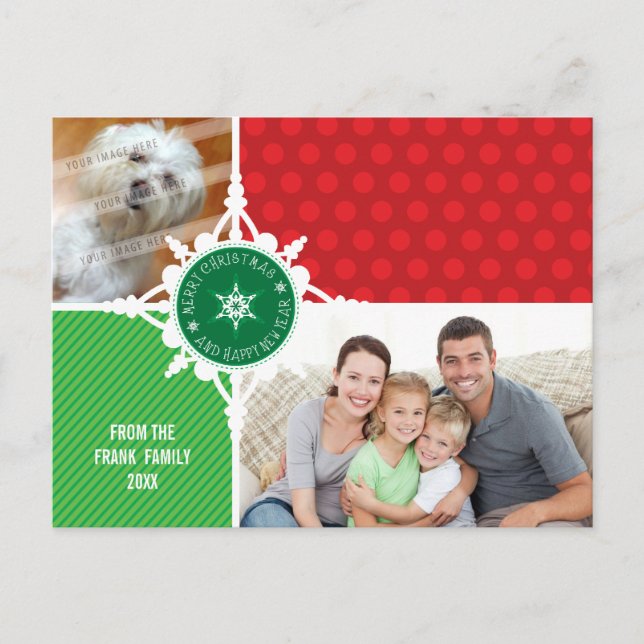 Cartes Pour Fêtes Annuelles PHOTO GREETING POSTCARD :: flocon de neige disséqu (Devant)