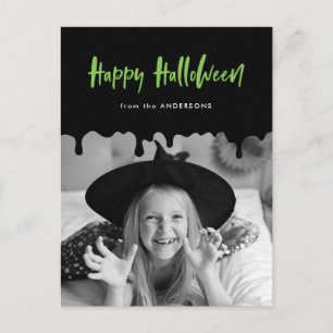 Cartes Pour Fêtes Annuelles Photo Halloween sanglant noir et vert citron