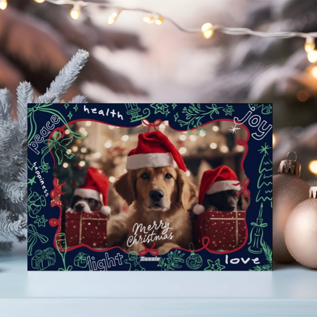 Cartes Pour Fêtes Annuelles Photo Hand Drawn Merry Christmas Card (Créateur téléchargé)