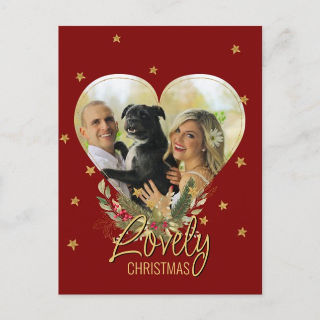 Cartes Pour Fêtes Annuelles Photo Heart Gold Parties scintillant Star Lovely R (Devant)