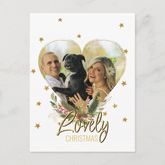 Cartes Pour Fêtes Annuelles Photo Heart Gold Parties scintillant Stars Beau No (Devant)