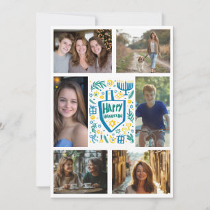 Cartes Pour Fêtes Annuelles PHOTO HEUREUSE HANOUKKA CUSTOM 6 Dessinée À LA MAI