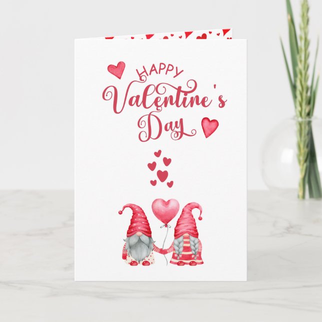 Cartes Pour Fêtes Annuelles Photo Heureuse Sainte-Valentin Cute Gnomes (Devant)