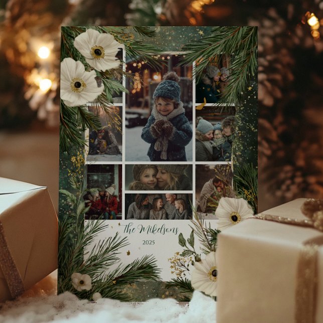 Cartes Pour Fêtes Annuelles Photo Hiver Blanc Anémonique Noël (Créateur téléchargé)