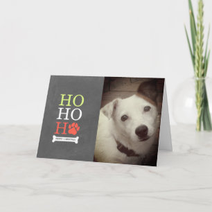Cartes Pour Fêtes Annuelles Photo Ho Ho Ho Pawprint Chien Noël - Red Green