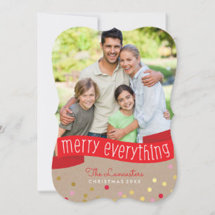 Cartes Pour Fêtes Annuelles PHOTO HOLIDAY BANNER élégant en or confetti kraft