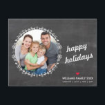 Cartes Pour Fêtes Annuelles PHOTO HOLIDAY chalkboard rustic handdrawn sketch<br><div class="desc">Send and extra special message with style and pizzazz this year... Personalized with your details & photos my modern holiday products are sure to stand out from the flurry of greetings your friends and family will receive this season and will make a special memento that will be treasured long after...</div>