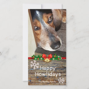 Aquarelle rustique chien Beagle personnalisée Carte de Noël
