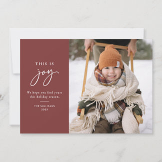 Cartes Pour Fêtes Annuelles Photo Joy Red Minimalist