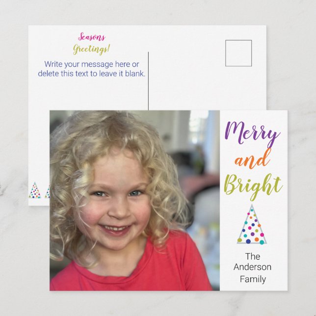 Cartes Pour Fêtes Annuelles Photo joyeuse et brillante (Devant / Derrière)