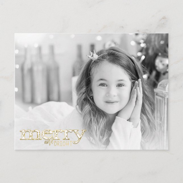 Cartes Pour Fêtes Annuelles Photo Joyeuse et brillante White Gold Holiday (Devant)