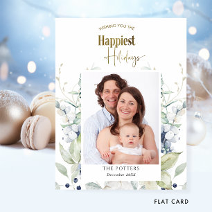 Cartes Pour Fêtes Annuelles Photo, Joyeuses Vacances Élégante verdure d'hiver