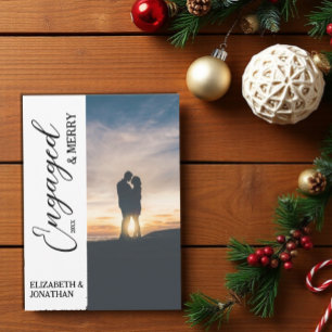 Cartes Pour Fêtes Annuelles Photo Joyeux Couple Engagé