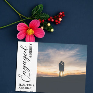Cartes Pour Fêtes Annuelles Photo Joyeux Couple Engagé