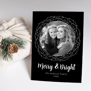 Cartes Pour Fêtes Annuelles Photo Joyeux et Lumineux Noir