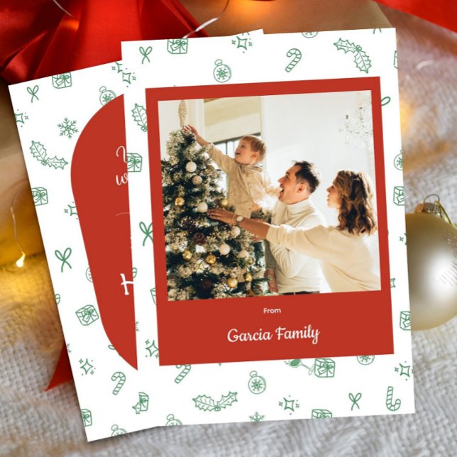 Cartes Pour Fêtes Annuelles Photo Joyeux Noël à la main tirée (Créateur téléchargé)