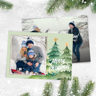 Cartes Pour Fêtes Annuelles Photo Joyeux Noël Aquarelle Arbres de Noël