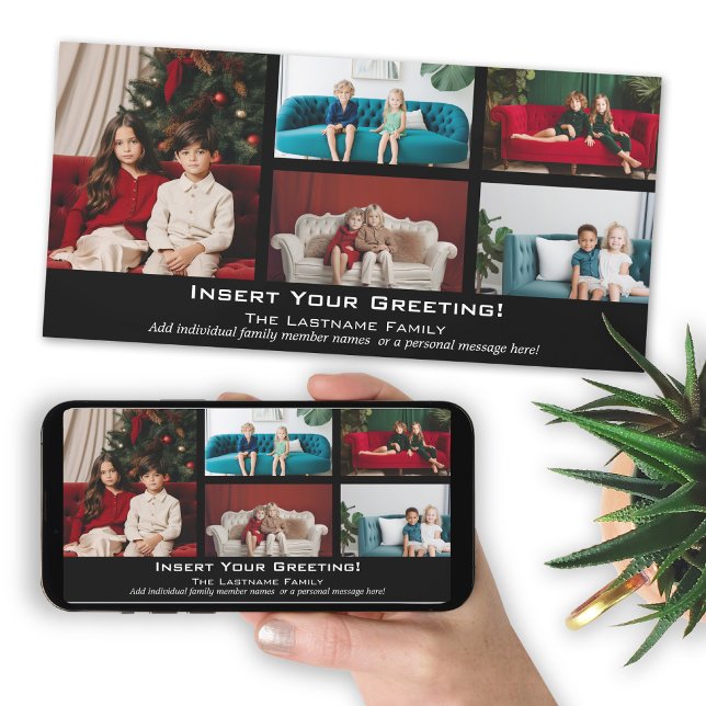 Cartes Pour Fêtes Annuelles Photo - Joyeux Noël avec 5 photo collage (Add photos to this Christmas card and download a copy to send electronically or post on social media)