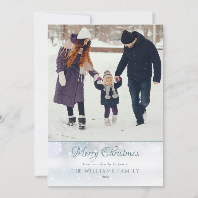 Cartes Pour Fêtes Annuelles Photo Joyeux Noël Elégant Frost d'hiver (Devant)