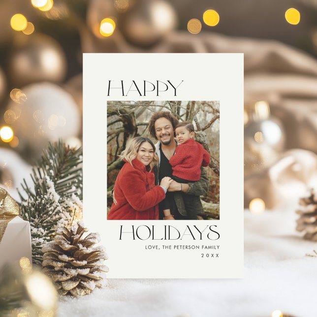 Cartes Pour Fêtes Annuelles Photo Joyeux Noël et Bonne Année Noir et Blanc (Créateur téléchargé)