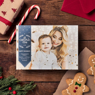 Cartes Pour Fêtes Annuelles photo Joyeux Noël indigo bleu bon vacances