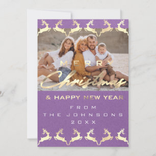 Cartes Pour Fêtes Annuelles Photo Joyeux Noël Joyeux Deer Gold Purple