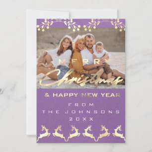 Cartes Pour Fêtes Annuelles Photo Joyeux Noël Joyeux Kraft Gold Purple