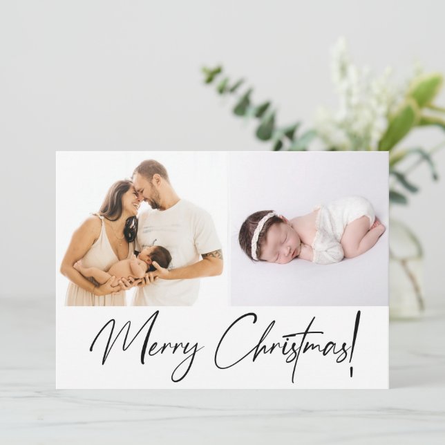 Cartes Pour Fêtes Annuelles Photo Joyeux Script de Noël de la première petite  (Debout devant)