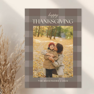 Cartes Pour Fêtes Annuelles Photo Joyeux Thanksgiving carreau automne Brun fon