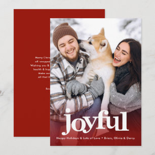 Cartes Pour Fêtes Annuelles Photo Joyeux Typographie Gras Noël Rouge Minimalis