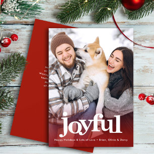 Cartes Pour Fêtes Annuelles Photo Joyeux Typographie Gras Noël Rouge Minimalis