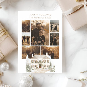 Cartes Pour Fêtes Annuelles Photo Manoir de Champagne Famille Noël