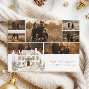 Cartes Pour Fêtes Annuelles Photo Manoir de Champagne Famille Noël