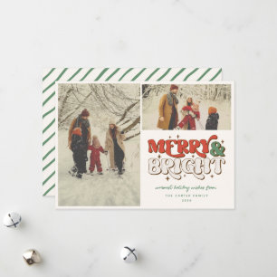 Cartes Pour Fêtes Annuelles Photo Merry & Bright Retro 2