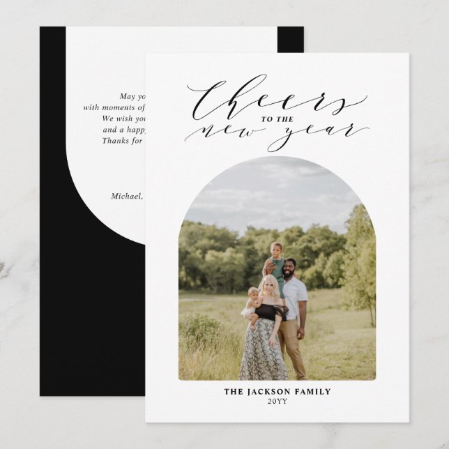 Cartes Pour Fêtes Annuelles Photo minimale de vœux pour la nouvelle année (Devant / Derrière)