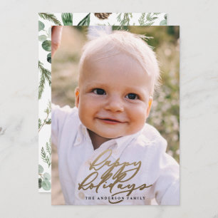 Cartes Pour Fêtes Annuelles Photo minimale moderne Noël élégant script