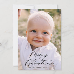 Cartes Pour Fêtes Annuelles Photo minimale moderne Noël élégant script