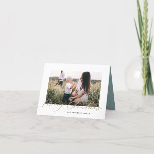 Cartes Pour Fêtes Annuelles Photo minimale moderne Noël élégant script bleu