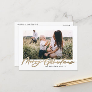 Cartes Pour Fêtes Annuelles Photo minimale moderne Noël élégant script Holi