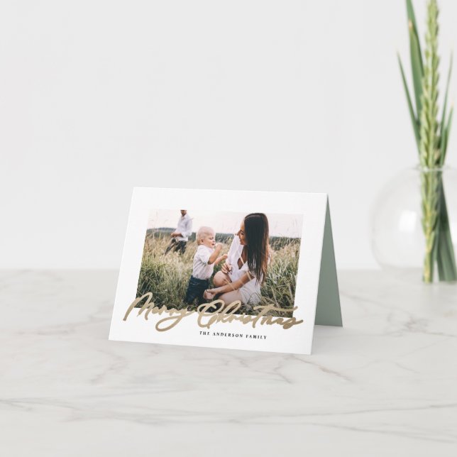 Cartes Pour Fêtes Annuelles Photo minimale moderne Noël élégant script Holi (Devant)