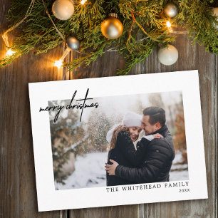 Cartes Pour Fêtes Annuelles Photo minimale Noir Joyeux Noël Blanc