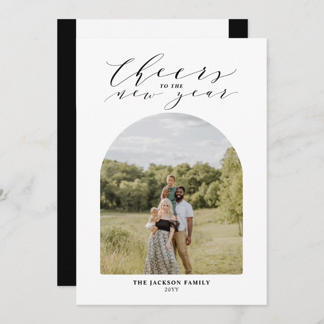 Cartes Pour Fêtes Annuelles Photo minimale pour Bonne Année (Devant / Derrière)